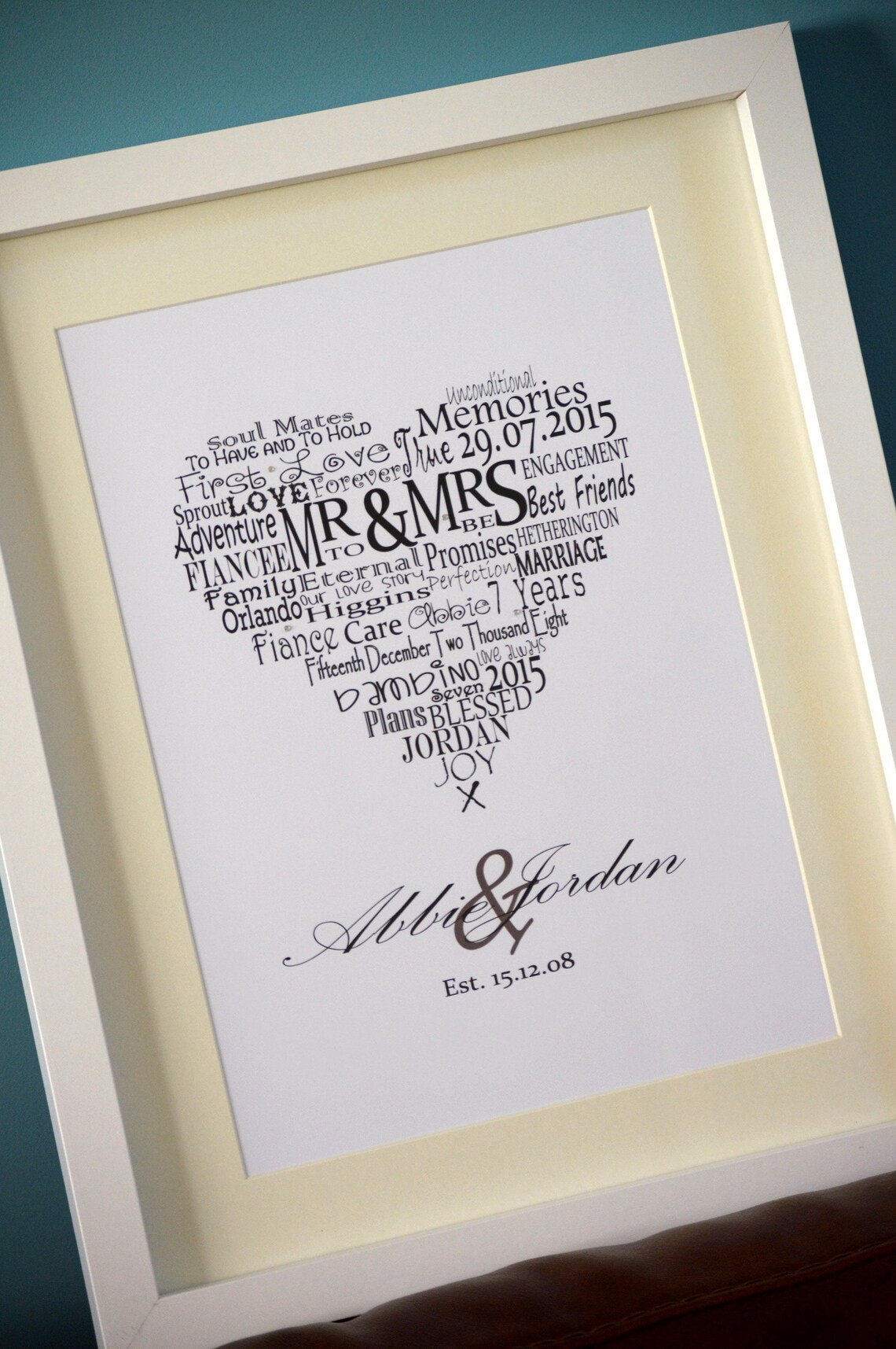 Personalised Wedding Word Art Gift Etsy UK