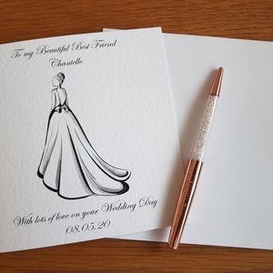 Carte personnalisée du jour du mariage de la mariée
