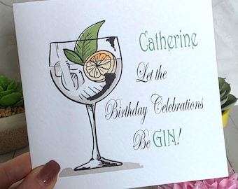 Personalised Gin Birthday Card
