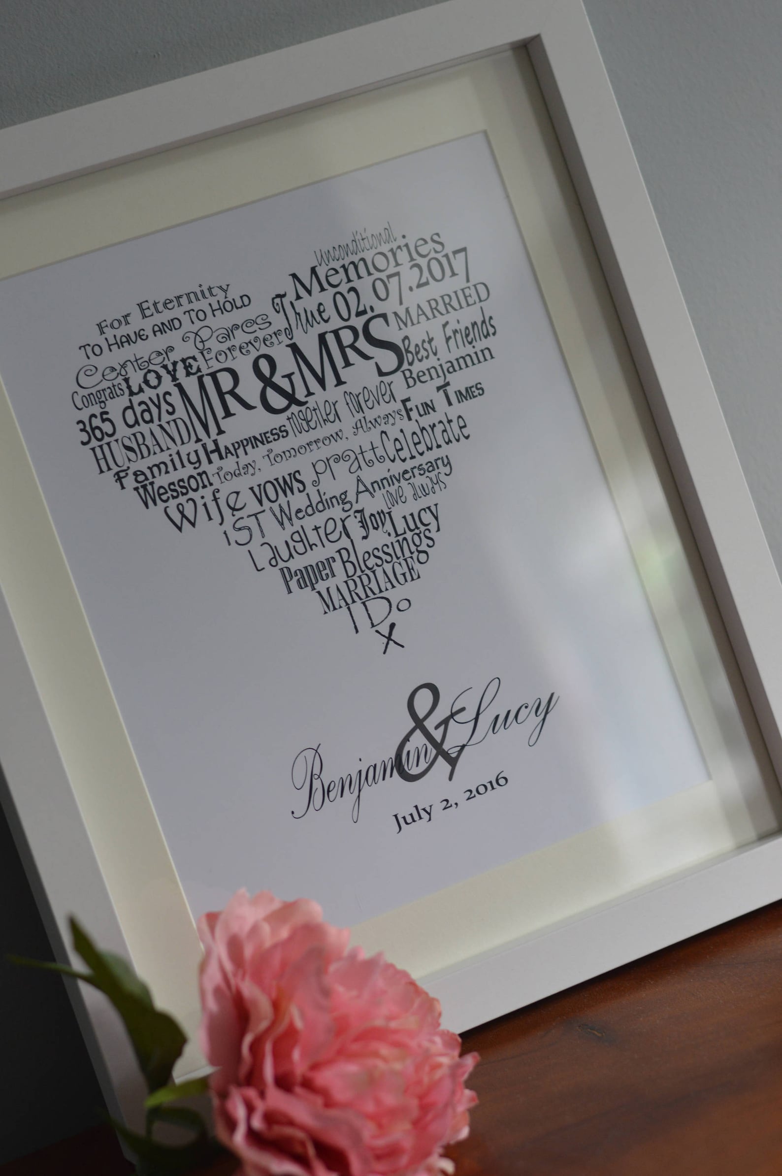Personalised Wedding Word Art Gift Etsy UK