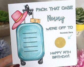 Personalised Holiday Reveal Birthday Card