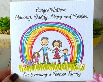 Personalised Adoption Congratulations Card/ Forever Family/ Gotcha Day FREE 1ST Class UK Delivery