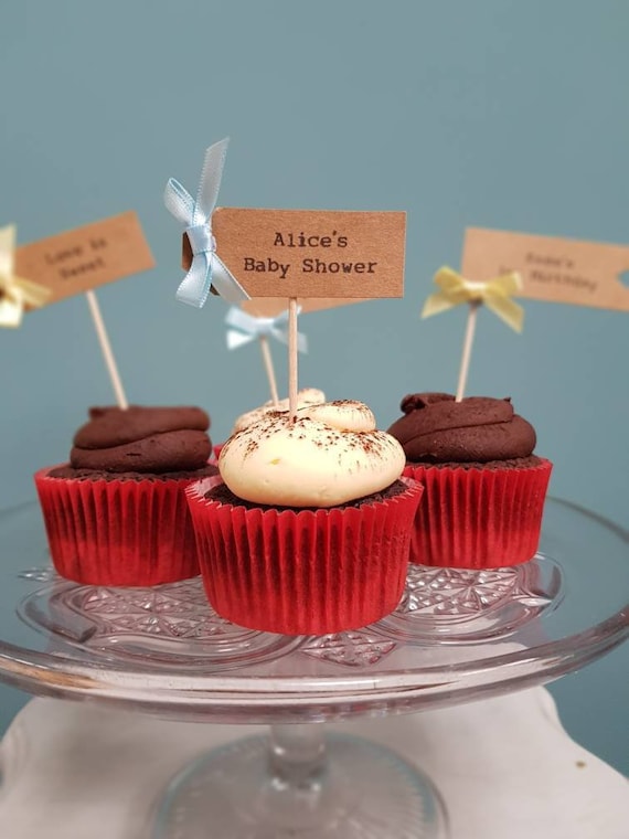 personalised baby shower cupcake toppers