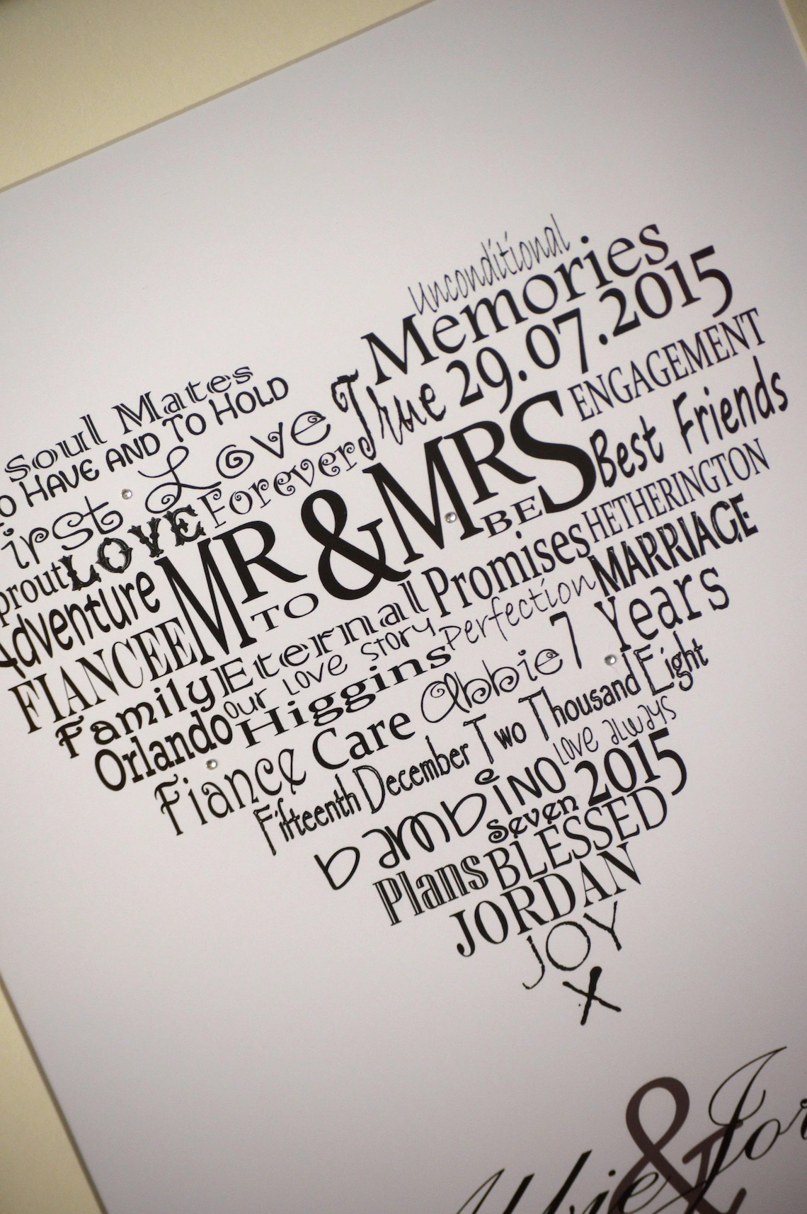Personalised Wedding Word Art Gift Etsy UK