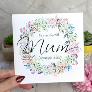 Personalised Mum Floral Wreath Birthday Card FREE UK DELIVERY 2nd Class