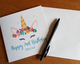 Personalised Unicorn Age Birthday Card