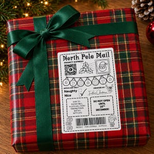 Etichette di spedizione personalizzate con tema Polo Nord/Renne/Babbo Natale da Babbo Natale/Father Christmas SPEDIZIONE GRATUITA NEL REGNO UNITO con posta di seconda classe