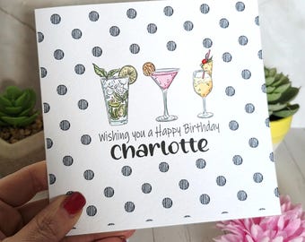 Personalised Cocktail Birthday Card