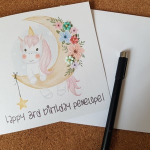 Carte d’anniversaire personnalisée Licorne