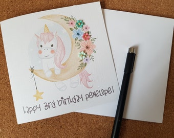 Personalised Unicorn Birthday Card