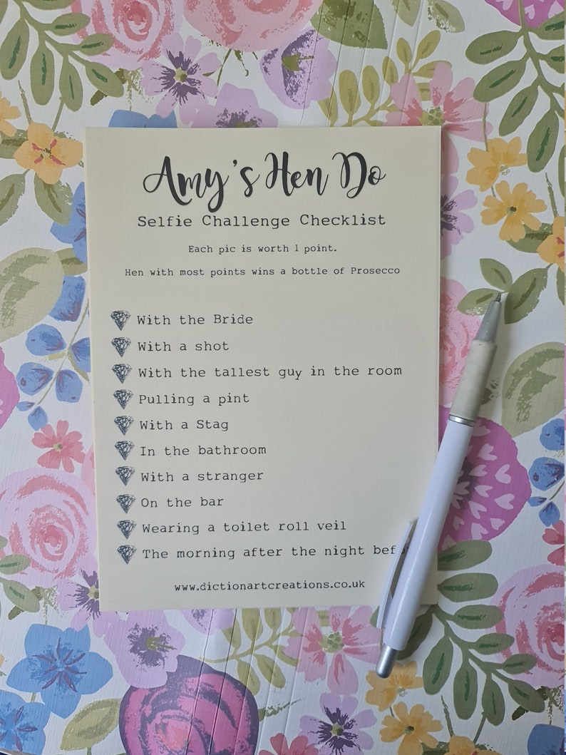Hen Party Selfie Challenge Cards Pack | Etsy UK