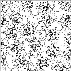 loralie design- elegant scroll white/black 691-875-b