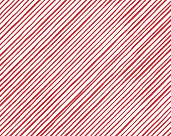 Loralie Designs -quirky bias stripe - white/red  - 692-411