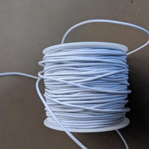 Elastic cord  round  stretchy 1 mm white.   20 yards for  3.50      (Only 1  -    20 yds per person)