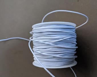 Elastic cord  round  stretchy 1 mm white.   20 yards for  3.50      (Only 1  -    20 yds per person)