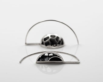 Geometric pull through hoops, Modern earring