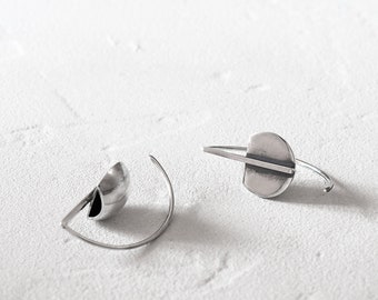 Dangle pull through earrings. Modern dome ear