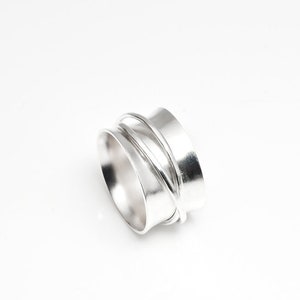 Spinner ring for women, silver wide band