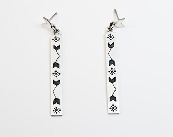 Ukraine pattern jewelry. Modern long earrings