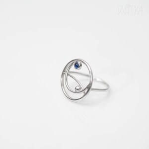 Modern silver ring, Sapphire minimal ring image 6