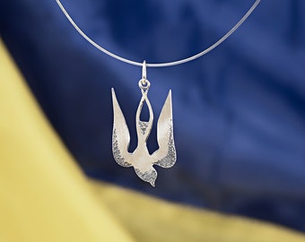 Ukraine bird Trident, stylized Tryzub pendant