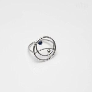 Modern silver ring, Sapphire minimal ring image 5