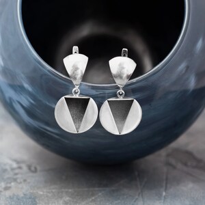 Spherical dangle earrings, modern art deco style