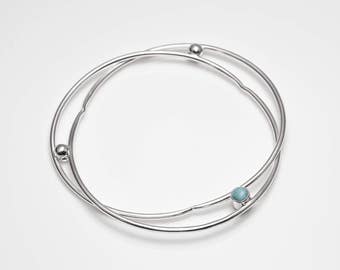 Bangle bracelet for women, Larimar bracelet