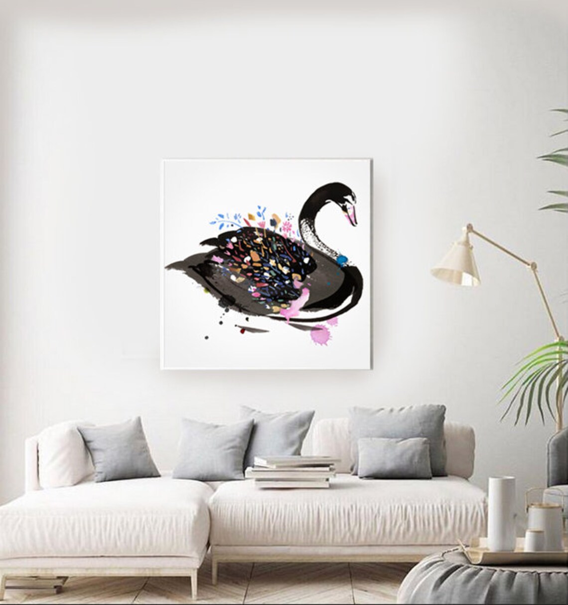 Limited Edition Black Swan 60 X 60 Cm Etsy