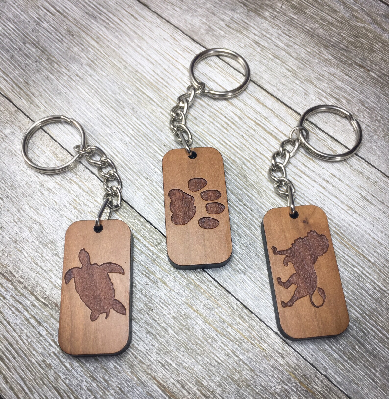 Personalized Favorite Animal Keychain Laser Cut and Engraved Cherry