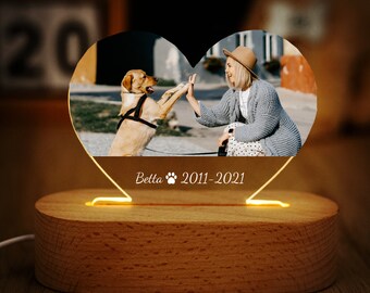 Personalized Pet Memorial gift LED Night Light, Pet Photo Light Bedroom Decor Sign, Gift for Pets, Dog Mom Gifts,loss of pet dog memorial