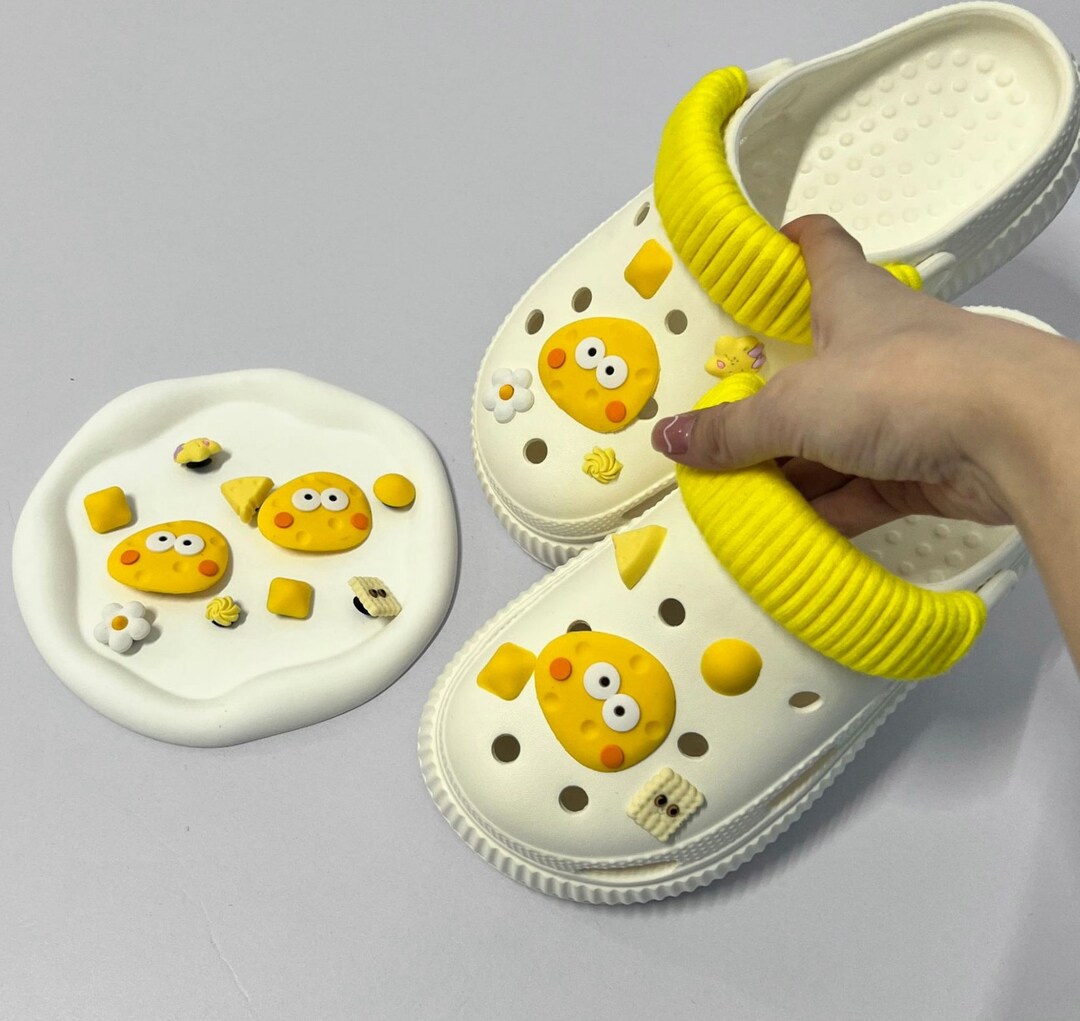 Cheese Crocs Pin Setfood Shoe Charmcartoon Shoe Bucklescroc Etsy