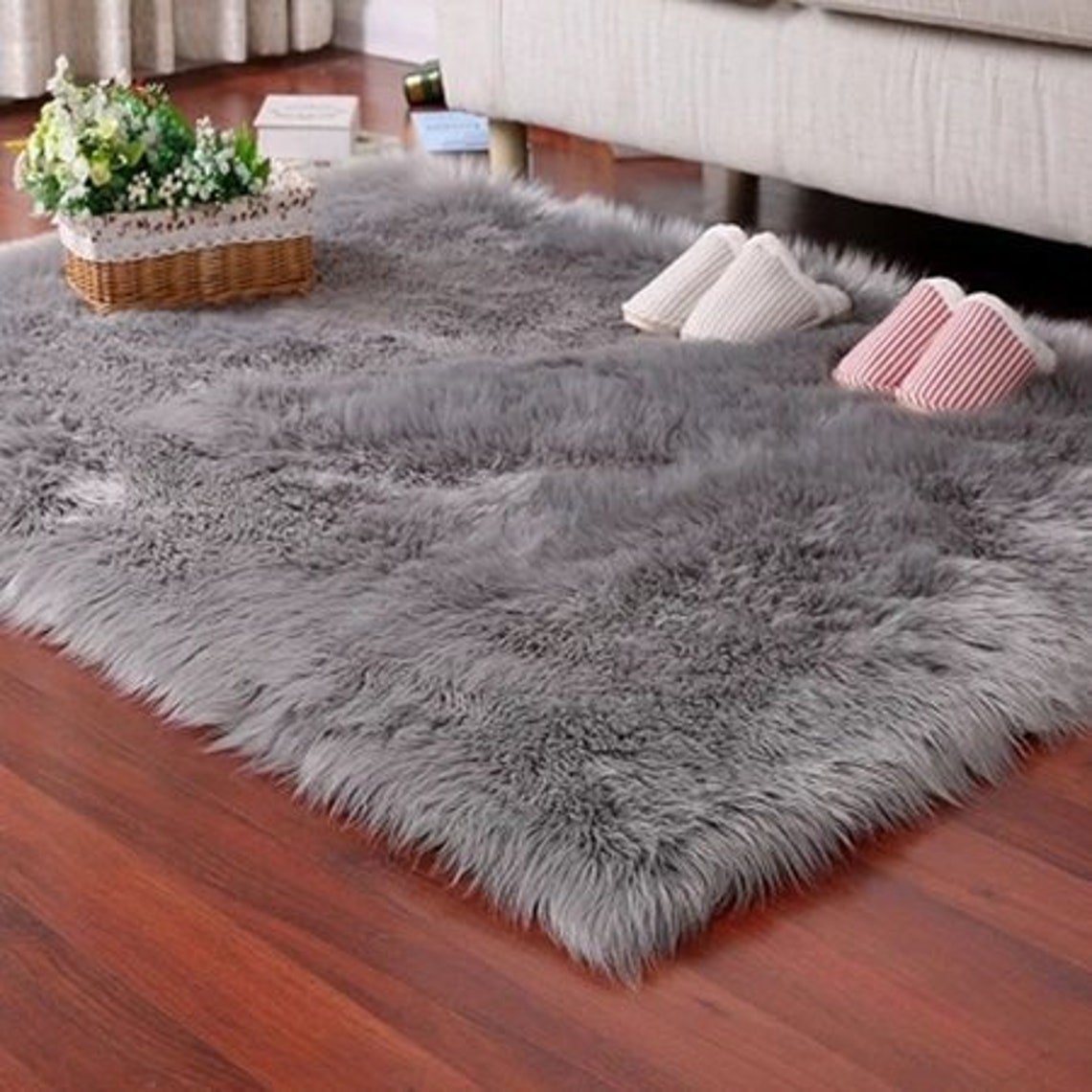 White Faux Fur Rug Winter Warm Soft Fluffy Shaggy Rugs Luxury Etsy