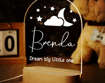 Custom Moon and Star Nightlight, Personalized Clouds Night light With Name, Baby Bedroom Night Light,Bedroom LED,Newborn Babys Shower Gift