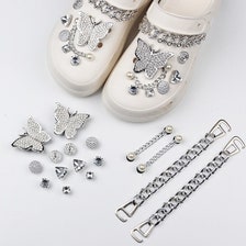 8pcs Luxury Bling Owl Croc Charms Crown Cactus Shoe Charm Accessories Gems  Croc Jeans Scissors Clogs Decoration Girls Gift