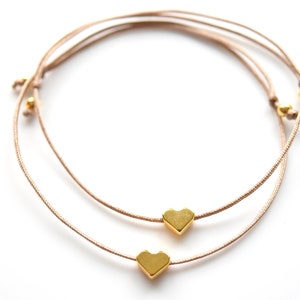 2 friendship bracelets golden heart with pearls