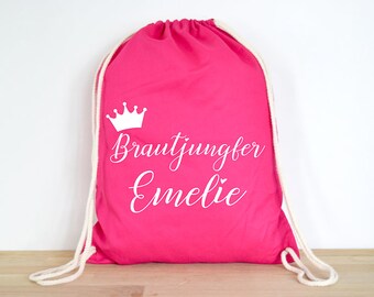 Jute bag/gym bag bridesmaid "your desired name"