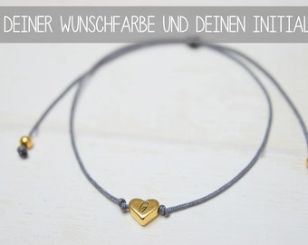 Armband mit Herzperle und deinem Initial in Gold