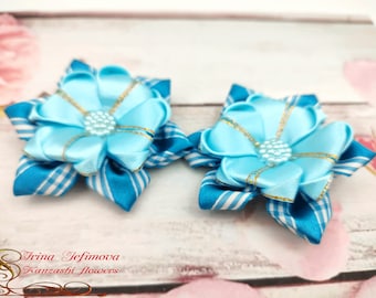 Kanzashi hair clips -Flower hair set-Kanzashi Hair Jewelry- Memorial gift for her