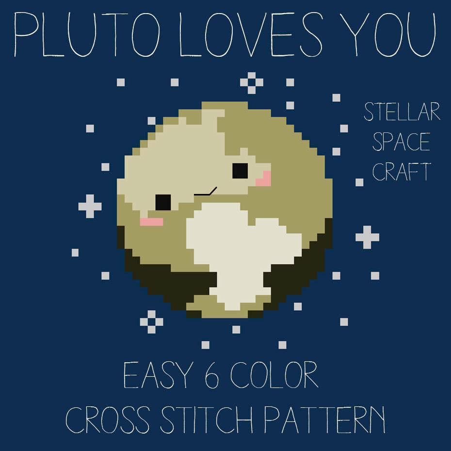 Pluto Loves You! | Easy Cross Stitch Pattern | Instant PDF