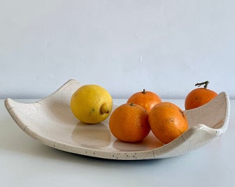 Raku ceramic plate - Raku ceramic fruit dish - Ceramic decorative white tray - Raku white serving dish - Sushi dish