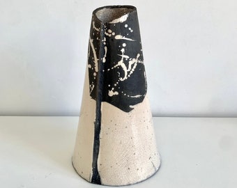 Raku vase - raku ceramic vase - flower vase - Japanese style vase - Ikebana vase