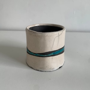 Plant holder - Succulent holder - Raku ceramic blue and black plant holder - Succulent holder