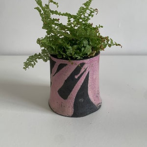 Plant holder - Succulent holder - Raku ceramic light purple and black plant holder - Succulent holder - Pen holder