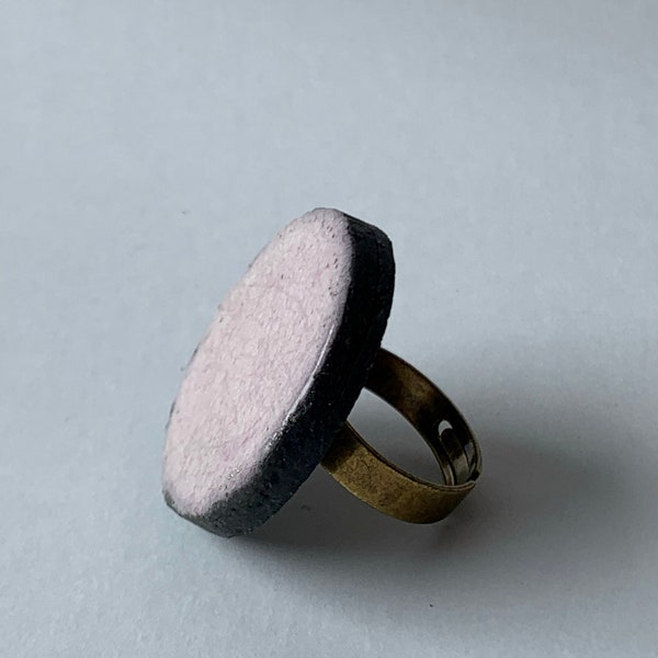 Bague en céramique raku mauve - Bague raku - Bague rose - Bague céramique