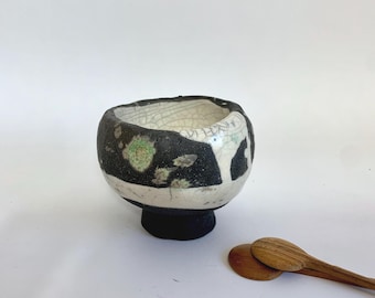 Raku ceramic little bowl - Chawan - Tea bowl -  Blue raku pottery bowl - Ceramic tea cup
