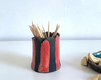 Toothpick holder - Ceramic toothpick holder - Raku toothpick holder - Raku dinner set - Ceramic dishes