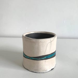 Pot en céramique raku - Pot a succulentes Pot pour plantes noir et bleu - Cache pot raku bleu - Pot à crayon en céramique