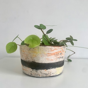 Ceramic plant holder - Garden decoration - Raku pottery planter - Colourful planter