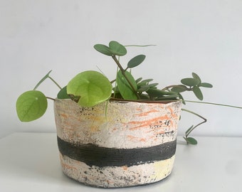 Ceramic plant holder - Garden decoration - Raku pottery planter - Colourful planter